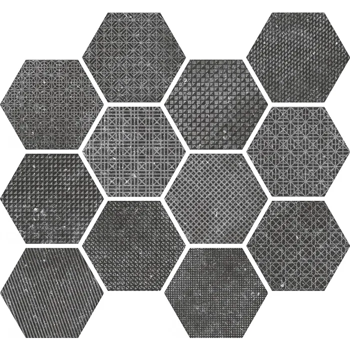 Coralstone Hexagon Melange Black 25.4x29.2